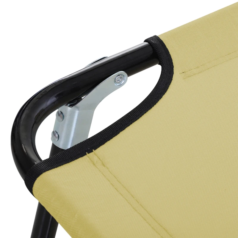 Outsunny Foldable Sun Lounger with 5-Position Adjustable Backrest, Outdoor Portable Recliner Chaise Lounge Chair with Breathable Mesh Fabric, Beige