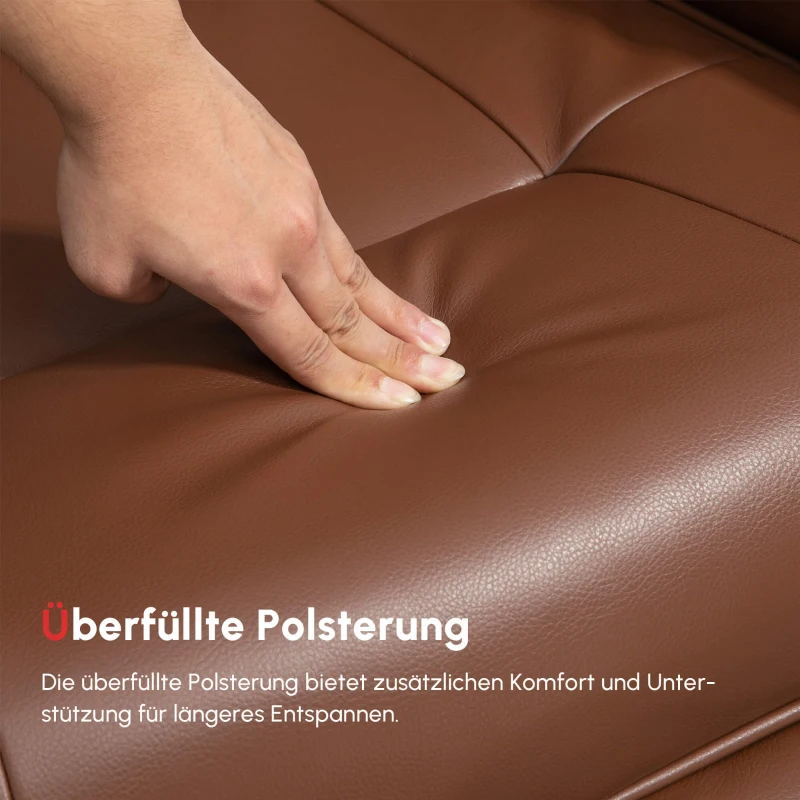 HOMCOM Relaxsessel, 145° neigbar, verstellbare Fußstütze, Kunstleder, 360° drehbar, bis 120 kg, Braun(m-9)