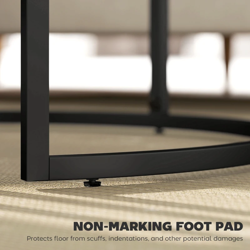 HOMCOM Set of Two Marble-Effect Stacking Tables - Wood Grey