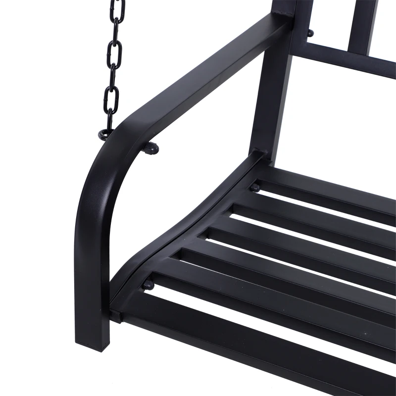 Outsunny Dondolo Sospeso da Giardino con 2 Posti, Romantica Panchina in Metallo Nero per Esterni, 127 x 60 x 47cm