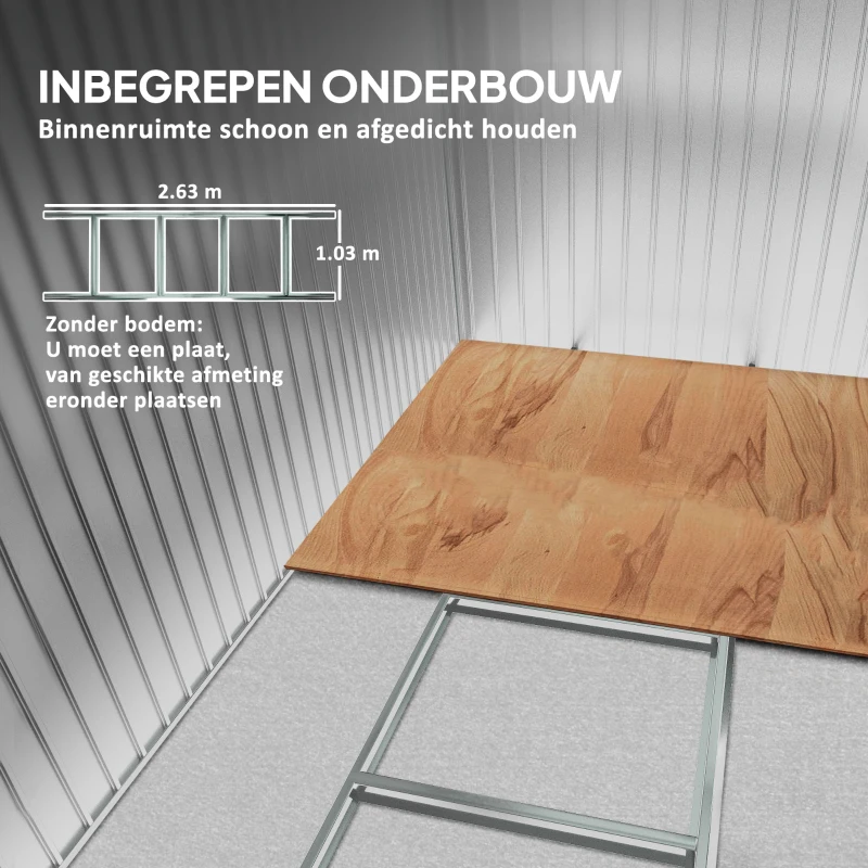 Outsunny gereedschapsschuur met fundering gereedschapsschuur tuinschuur tuinschuur metaal geel 277 x 195 x 192 cm