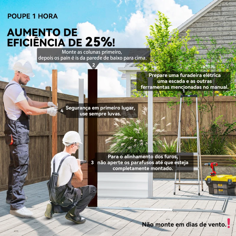 Outsunny Abrigo de Jardim 3m² 152x235,7x208,7 cm Abrigo de Jardim com 2 Portas de Correr e 4 Janelas de Ventilação Madeira e Marrom