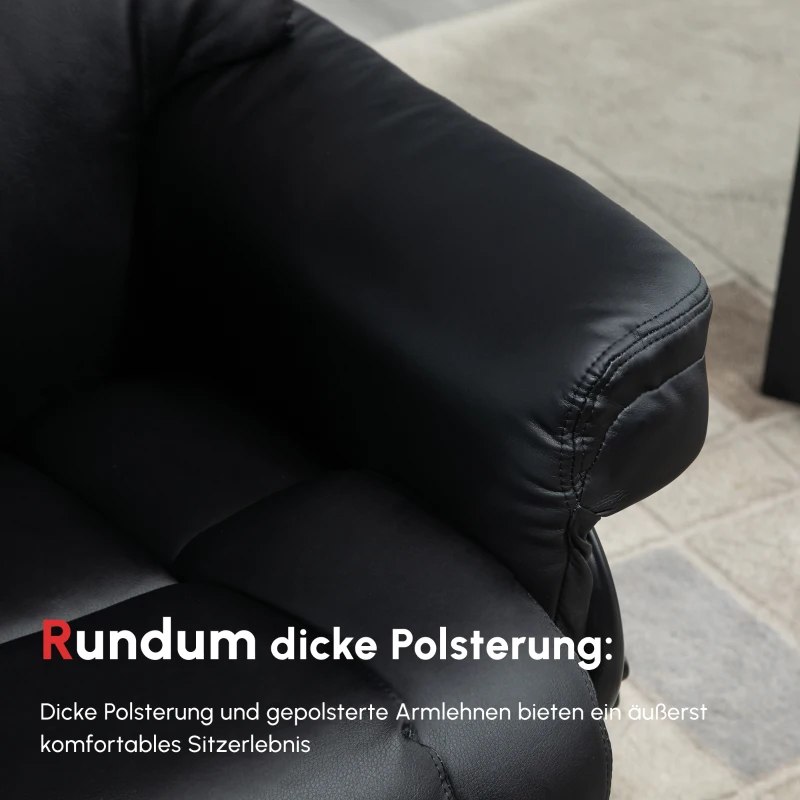 HOMCOM Relaxsessel mit Hocker, Liegefunktion, drehbar, bis 160 kg, Kunstleder, Metallrahmen, schwarz, 80 x 79 x 100 cm