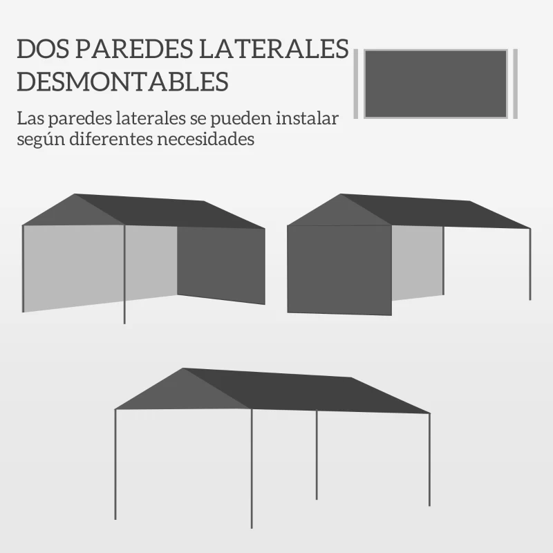 Outsunny Carpa de Jardín 395x295x255 cm Cenador Desmontable Exterior con 2 Laterales 2 Ventanas Anti-UV para Terraza Patio Blanco