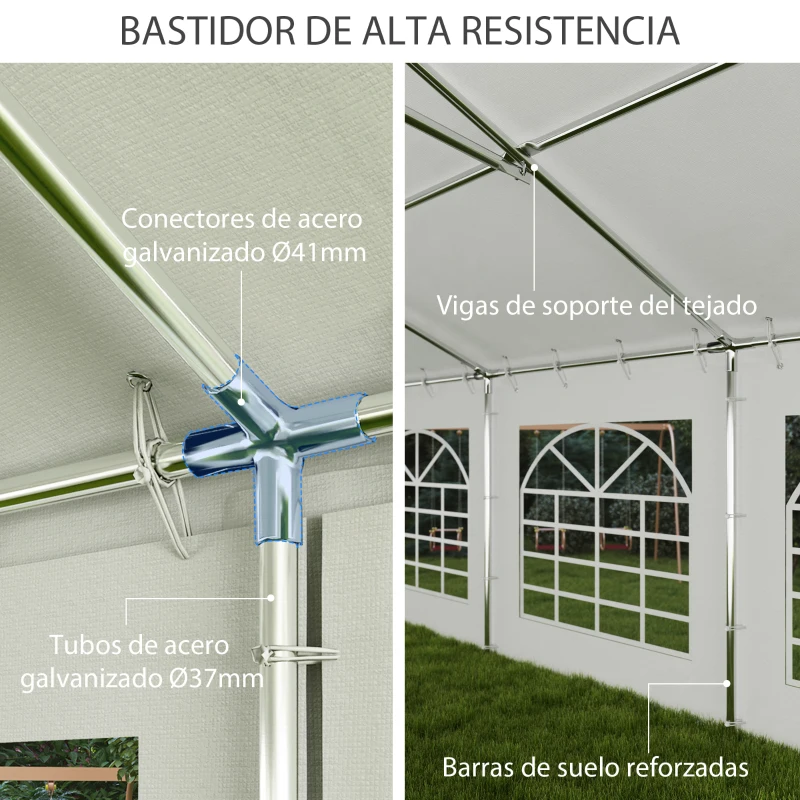 Outsunny Carpa para Fiesta 12x6 m con 12 Paredes Laterales Desmontables y 12 Ventanas Impermeable Protección UV 30+ Blanco