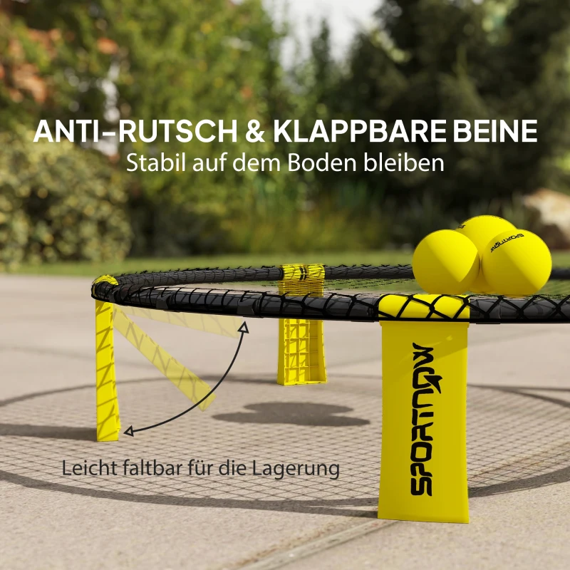 SPORTNOW Roundnet Set Spieleset mit Spielnetz 3 Bällen Tragetasche Ballpumpe Blinngoball Set Ø92 x 20 cm Gelb