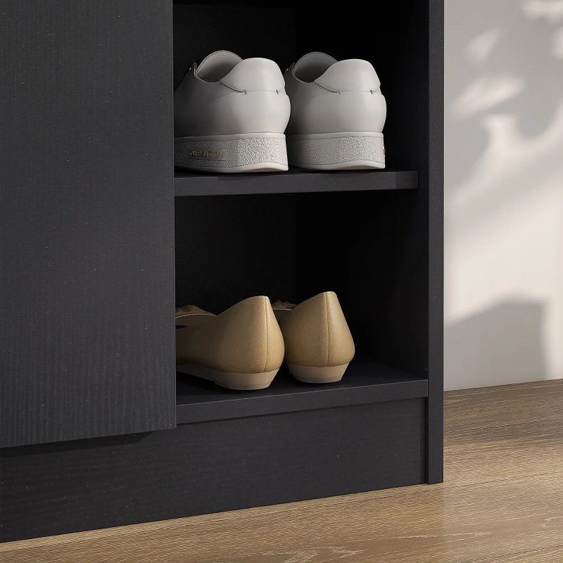 Homcom Dulap Pantofi Negru – 2 Usi Basculante, 83×30×90 cm(m-9)