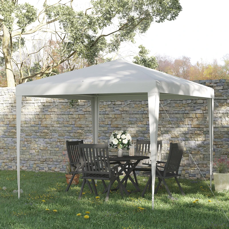 Outsunny Gazebo da Giardino con Telaio in Acciaio per Esterno e Interno, 2.7x2.7m Bianco