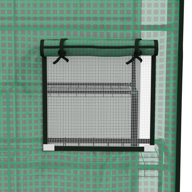 Outsunny Conjunto de Invernadero de Jardín con Estantes y Cubierta de PE con Puerta Enrollable y Ventana 143x138x190 cm Verde