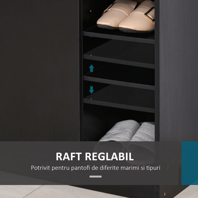 Homcom Dulap Pantofi Negru – 2 Usi Basculante, 83×30×90 cm(m-5)