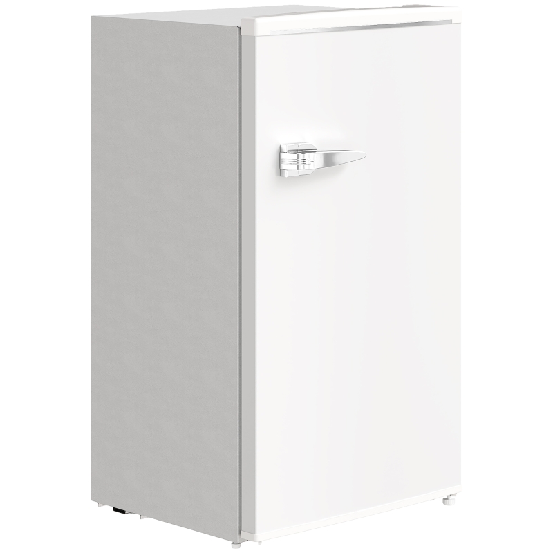 HOMCOM Under Counter Fridge, 85L Small Retro Refrigerator with Chiller Box, Adjustable Thermostat, Glass Shelves, White