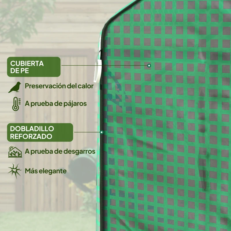 Outsunny Conjunto de Invernadero de Jardín con Estantes y Cubierta de PE con Puerta Enrollable y Ventana 143x138x190 cm Verde
