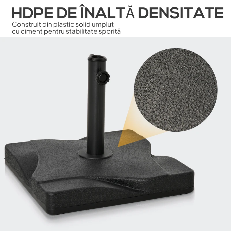 Outsunny Baza pentru Umbrela din Plastic de 20 kg pentru Stalpi de 35-38-48 mm, 41,5x41,5x35cm