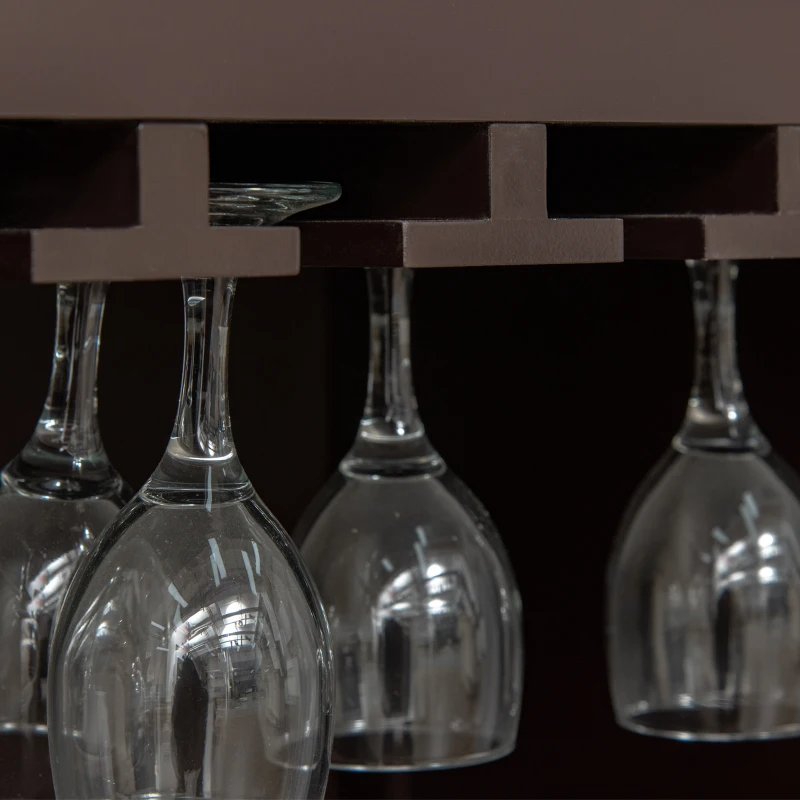 HOMCOM Casier à vin Meuble de rangement pour bouteille de vin Porte-bouteilles + Support Verres + tiroir - Marron