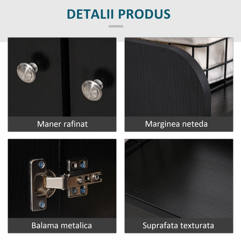 Homcom Dulap Pantofi Negru – 2 Usi Basculante, 83×30×90 cm(m-6)