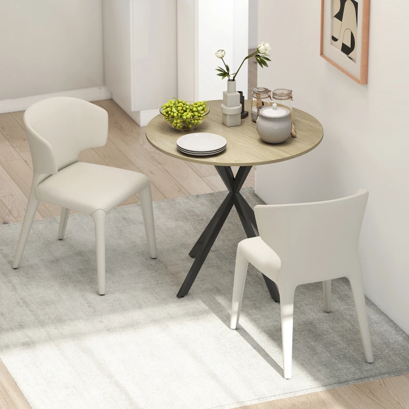 HOMCOM 80cm Industriële Ronde Eettafel - Eik(m-8)