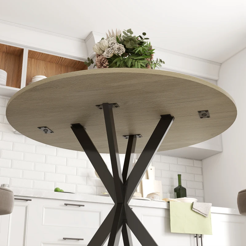 HOMCOM 80cm Industriële Ronde Eettafel - Eik(m-9)