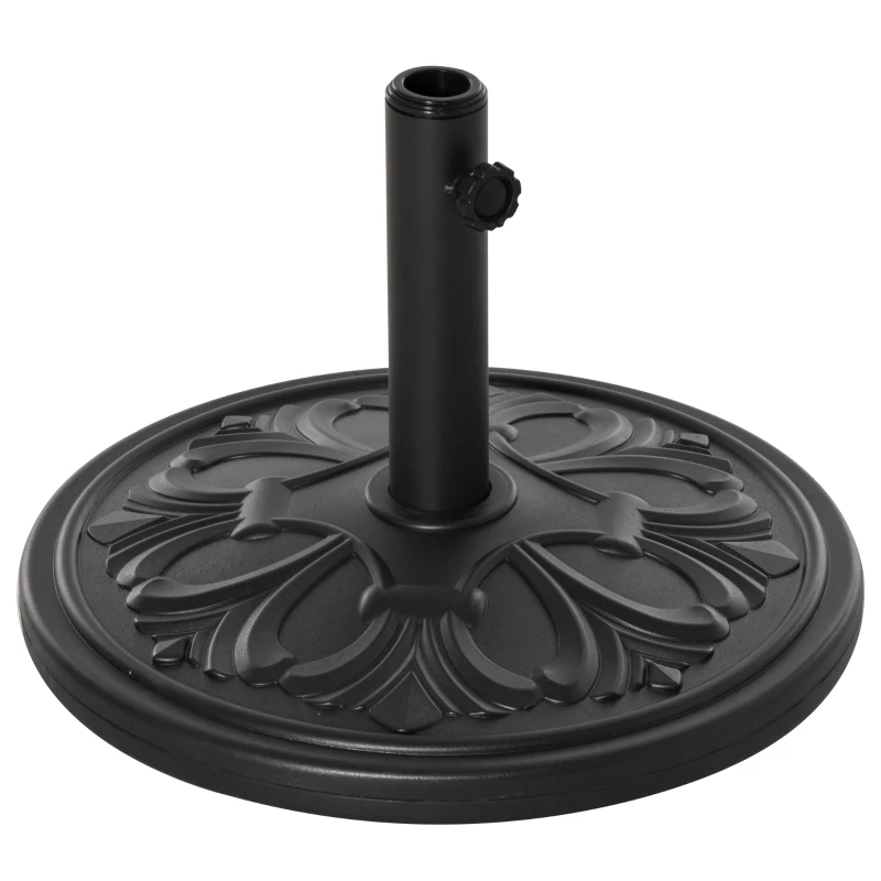 Outsunny Pied de parasol rond base de lestage Ø 48 x 34H cm ciment HDPE motif fleurs de lys poids net 13 Kg noir