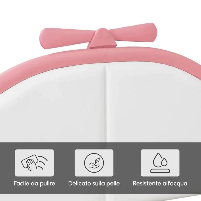 Letto Imbottito con Rete a Doghe, Letto con Testiera Comfort in Pelle PU, Letto per Cameretta per Bambine +6 Anni, Senza Materasso, 140×200 cm, Rosa