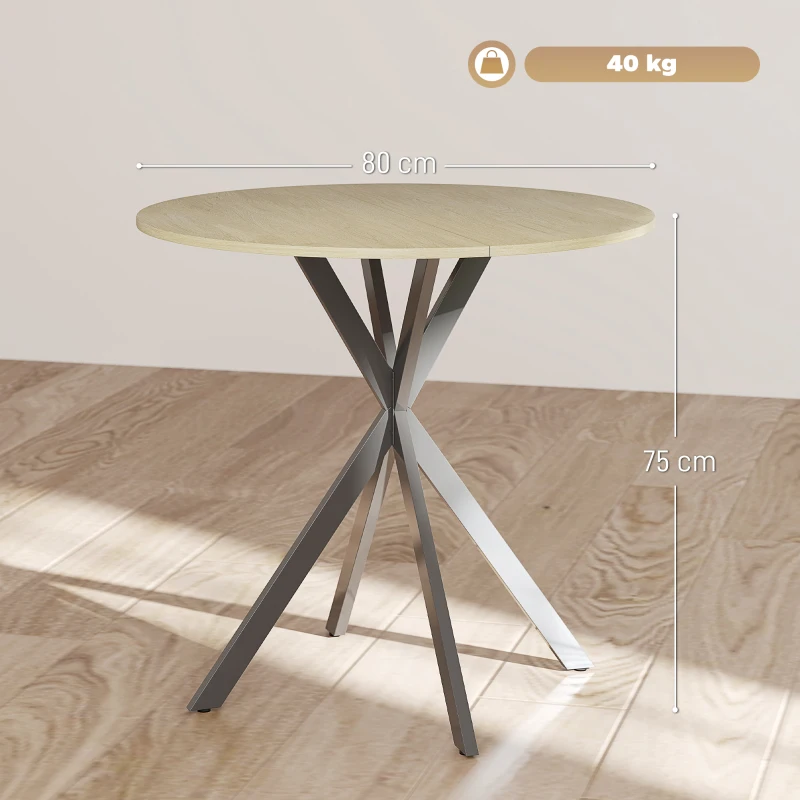 HOMCOM 80cm Industriële Ronde Eettafel - Eik(m-3)