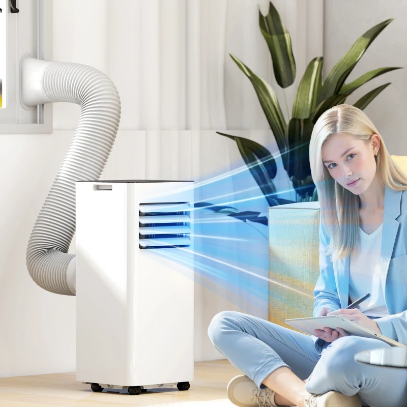 HOMCOM 3-w-1 Klimatyzacja, Wentylator z Wyświetlaczem LED, Zmywalnym Filtrem, Timerem, Biała