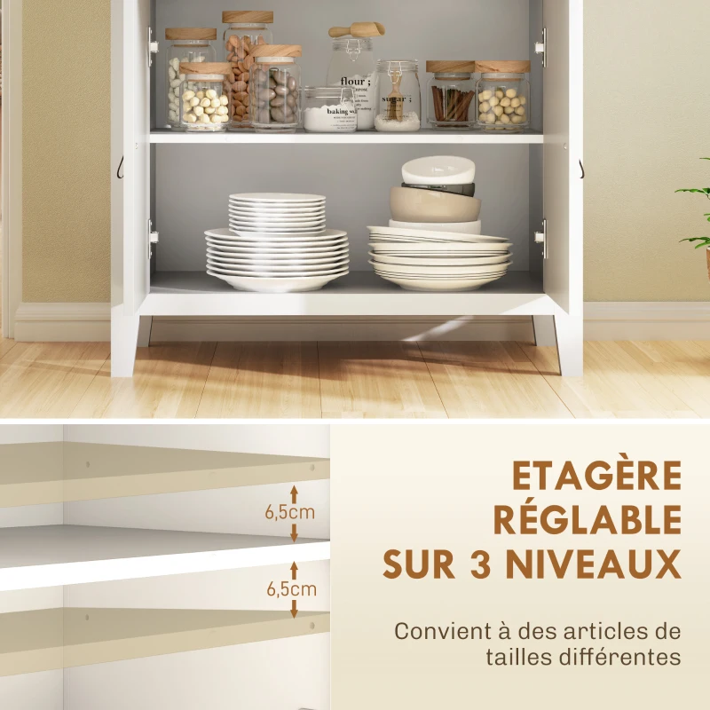 HOMCOM Buffet salon meuble de rangement avec placard à 2 portes, tiroir et étagère réglable, 80 x 40 x 90 cm, blanc