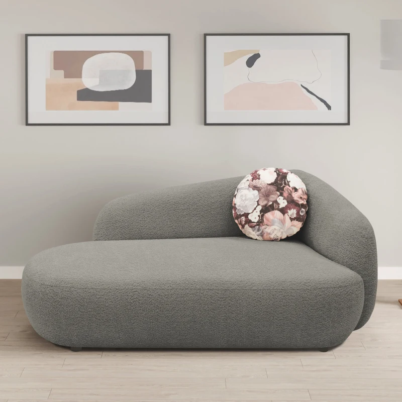 Recamiere 700013, Liege, oval, Füße mit Filzgleitern, Sofa, 183 x 105 x 75 (BxTxH), Grau