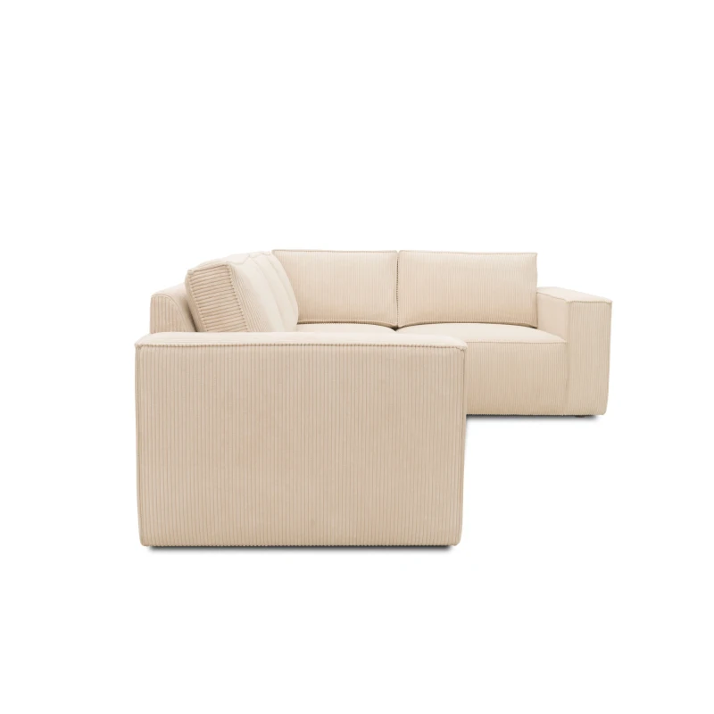 Ecksofa 101 017, Sofa, L-Form, Cord-Sofa, Couch, Polsterecke, Eckcouch, 277 x 197 x 84 cm (BxTxH), Creme