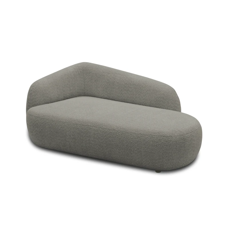 Recamiere 700013, Liege, oval, Füße mit Filzgleitern, Sofa, 183 x 105 x 75 (BxTxH), Grau