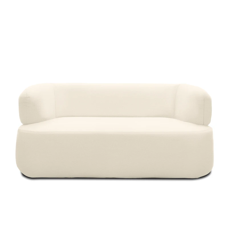 Sofa 800012, 2-Sitzer, 2er Couch, Teddy-Stoff, Polstersofa, 160 x 86 x 71 cm (BxTxH), Creme
