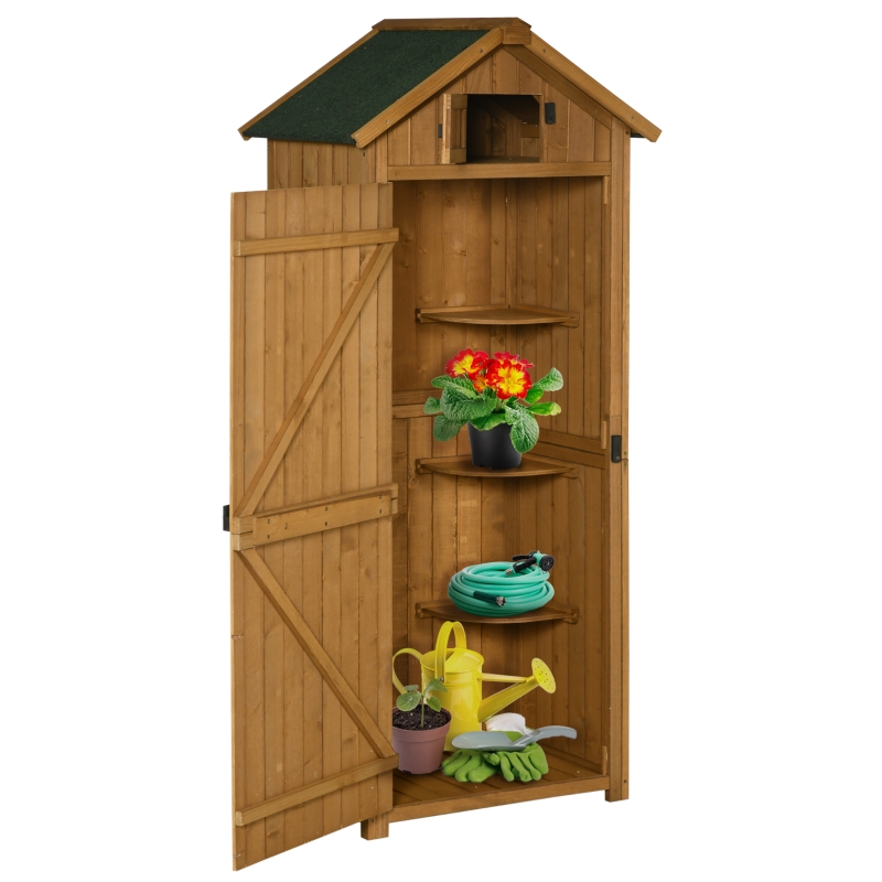 Outsunny Capanno da Giardino Porta Attrezzi in Legno Impermeabile, 77x54.2x179 cm Giallo