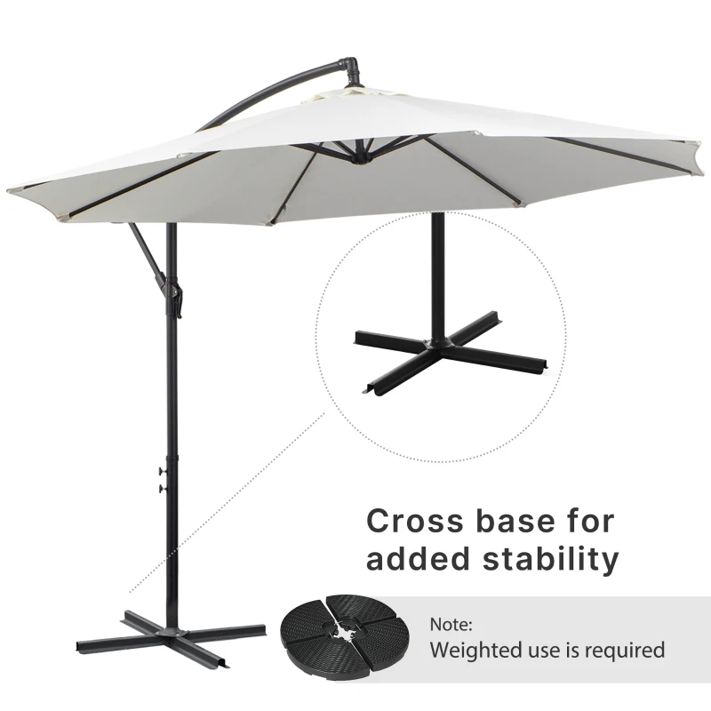 Outsunny 3m Banana Umbrella Parasol, Offset Cantilever Parasol Umbrella with Cross Base, Cream White