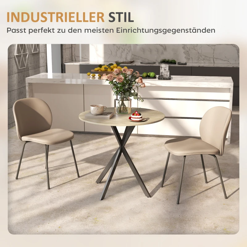 HOMCOM 80cm Industriële Ronde Eettafel - Eik(m-5)
