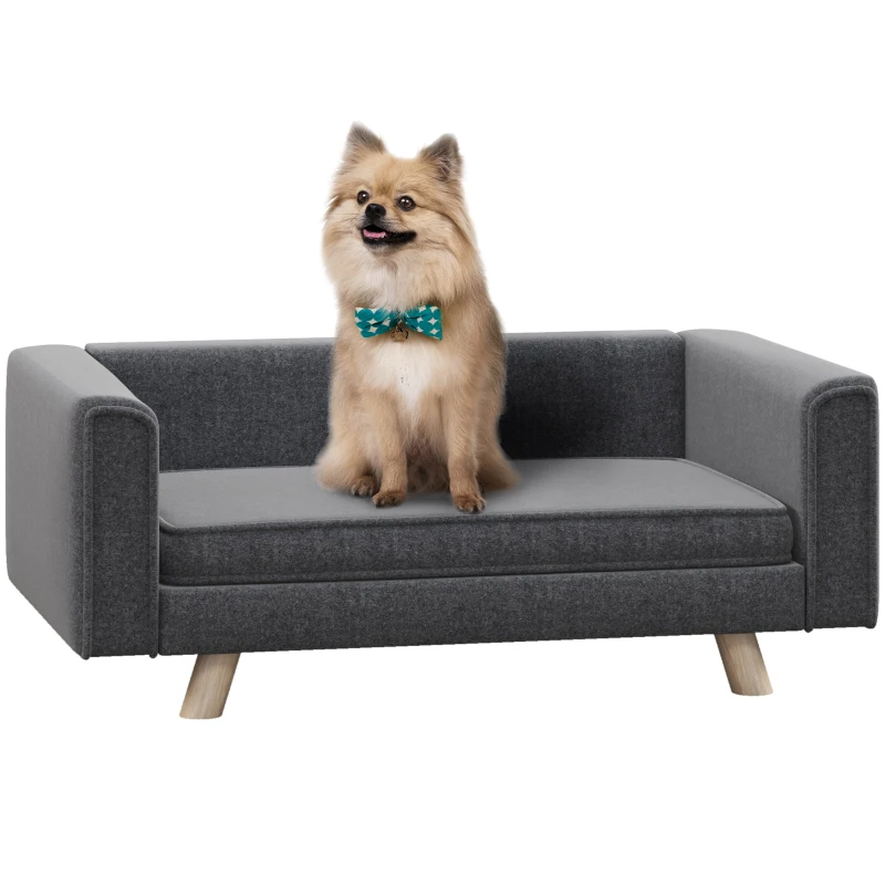 PawHut Haustiersofa, Hundebett, komfortabel, 86x54,5x34cm, Grau/Braun