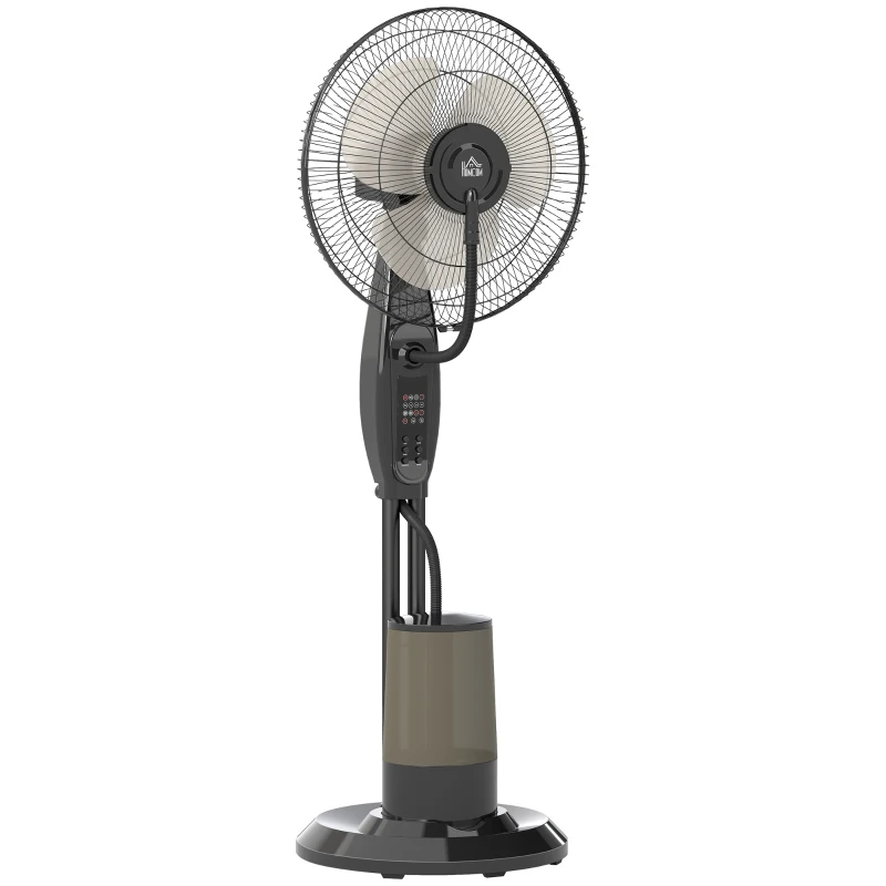 HOMCOM Ventilateur brumisateur 75 W 120 cm avec télécommande, minuterie, oscillation à 70°, tête inclinable, noir