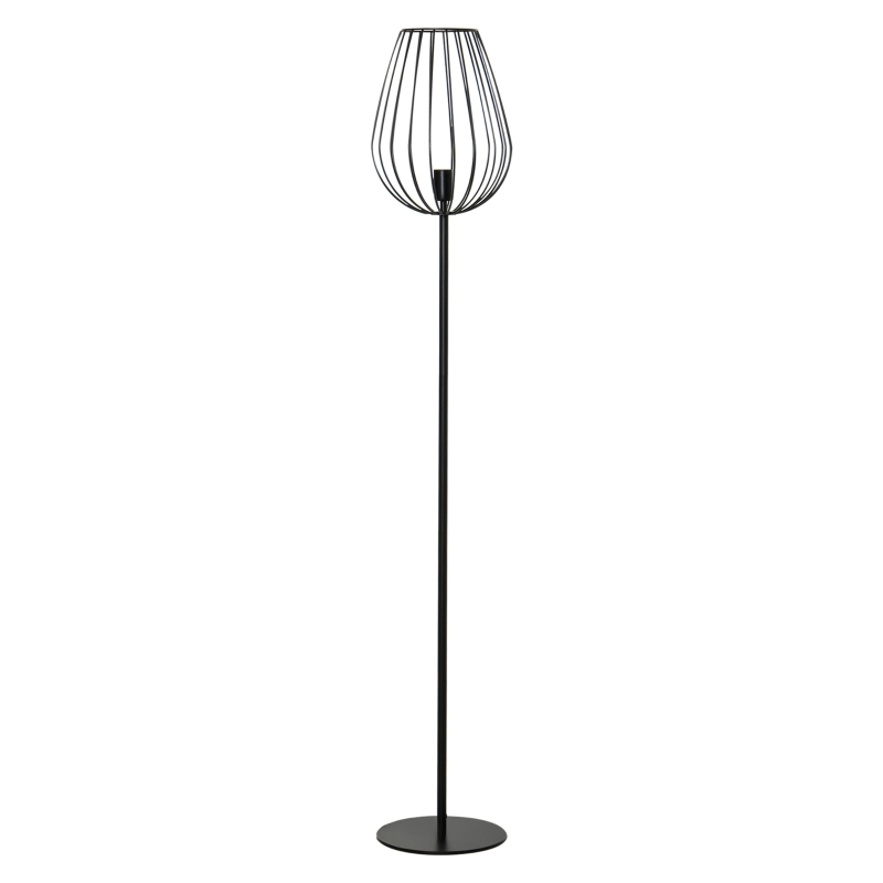 HOMCOM Lampadaire abat-jour avec interrupteur au pied style rétro industriel en grille métallique ampoule E27 40 W max. 27,5 x 27,5 x 159 cm noir