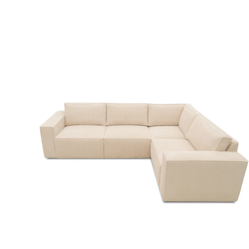 Ecksofa 101 017, Sofa, L-Form, Cord-Sofa, Couch, Polsterecke, Eckcouch, 277 x 197 x 84 cm (BxTxH), Creme