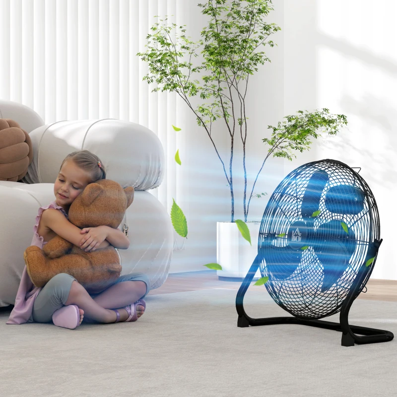 HOMCOM Ventilateur de table électrique portable avec 3 vitesses et inclinaison réglable à 120° flux d'air puissant noir