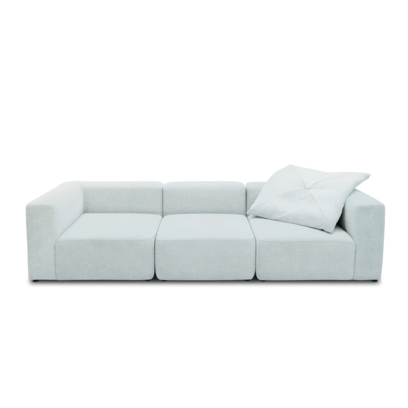 Sofa 800013, 3-Sitzer Garnitur, rechteckig, 3er Couch, 301 x 108 x 69 cm (BxTxH), Hellgrau