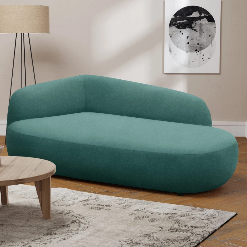 Recamiere 700013, Liege, oval, Füße mit Filzgleitern, Sofa, 183 x 105 x 75 (BxTxH), petrol