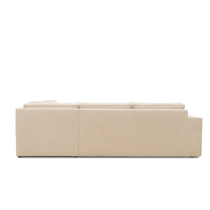 Ecksofa 101 017, Sofa, L-Form, Cord-Sofa, Couch, Polsterecke, Eckcouch, 277 x 197 x 84 cm (BxTxH), Creme