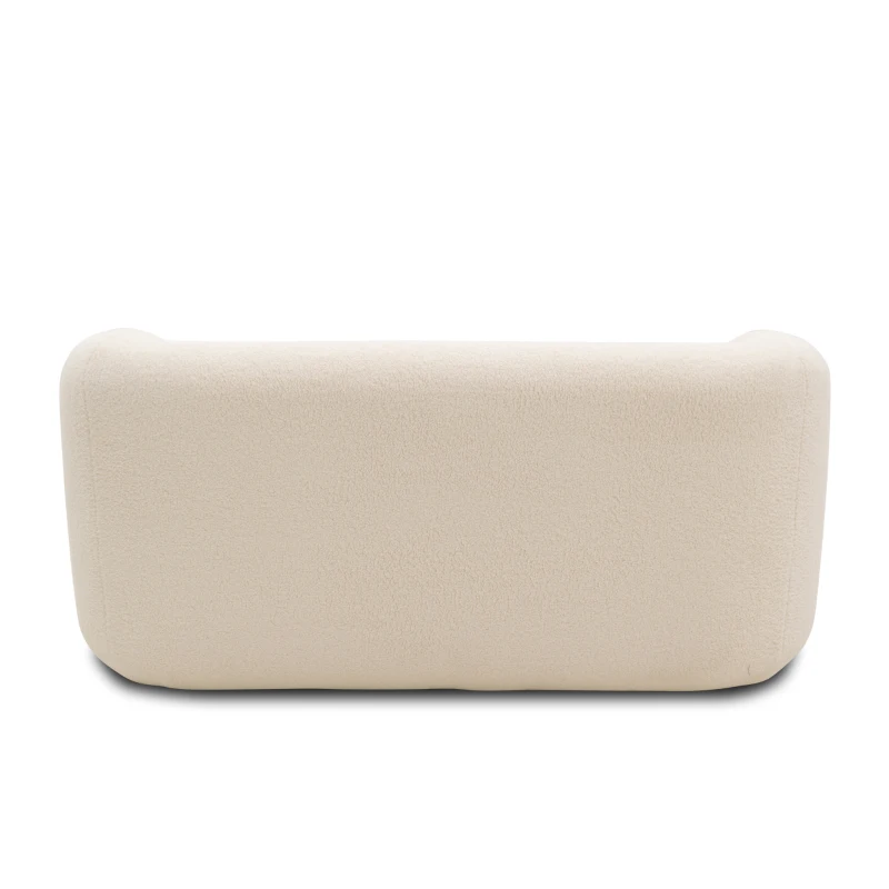 Sofa 800012, 2-Sitzer, 2er Couch, Teddy-Stoff, Polstersofa, 160 x 86 x 71 cm (BxTxH), Creme