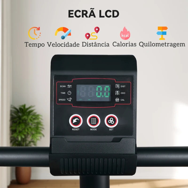 SPORTNOW Bicicleta Estática Silenciosa de 8 Níveis de Resistência Magnética com Assento Ajustável Ecrã LCD 103-139x61x100,5 cm Preto