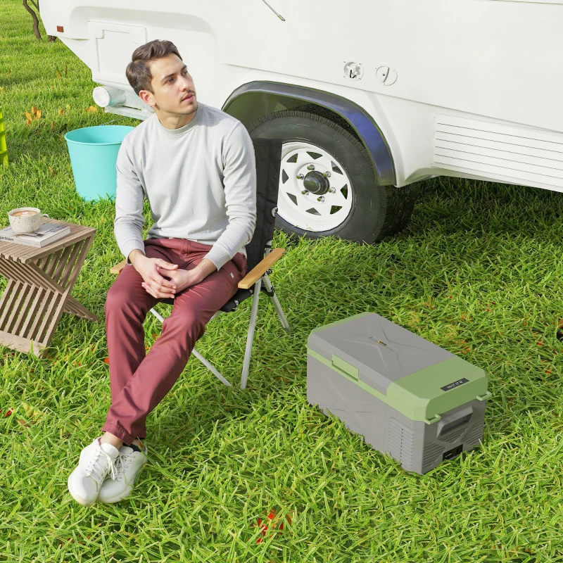 Outsunny Glacière électrique portable 16,3L, réfrigérateur de voiture portable congélateur et réfrigérateur 12/24V gris