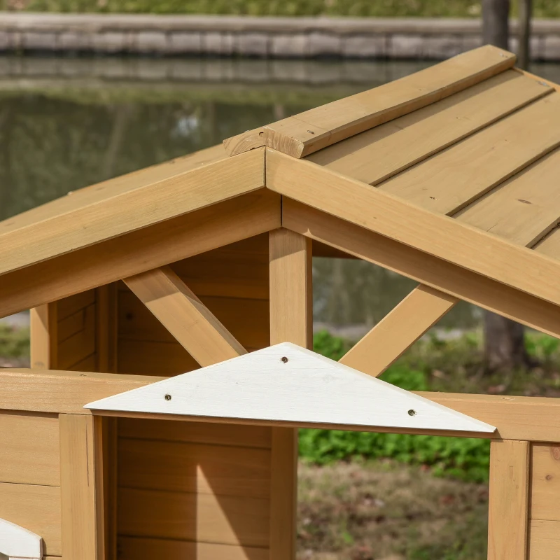 Outsunny Cabane de jeu pour enfant maison de jardin en bois porte et fenêtres, banc, boite aux lettres, clôture, de 3 à 6 ans
