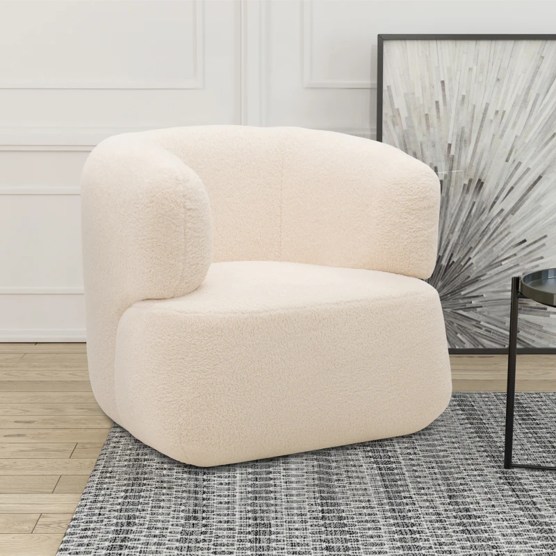 Sessel 800 012, Armsessel, Teddy-Stoff, 90 x 86 x 71 cm (BxTxH), creme