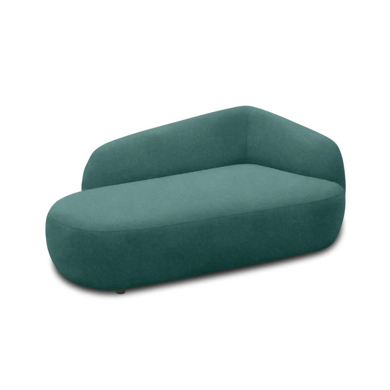 Recamiere 700013, Liege, oval, Füße mit Filzgleitern, Sofa, 183 x 105 x 75 (BxTxH), petrol