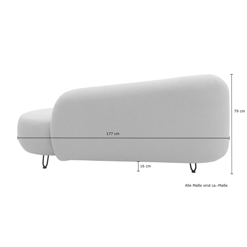 Outdoor Sofa 300 011 Longchair rechts, Gartensofa, Gartenmöbel, Outdoor Möbel, beige, 177 x 105x 79 cm