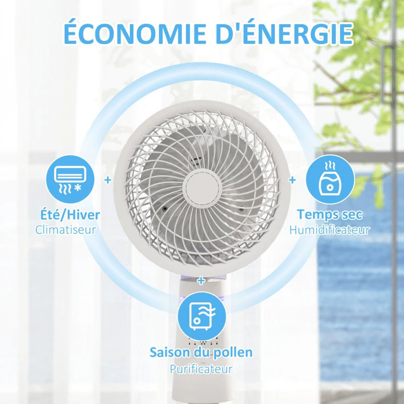 HOMCOM Ventilateur circulateur d'air oscillation réglable à 70°+90°, télécommande, minuterie 7H, 3 vitesses, blanc