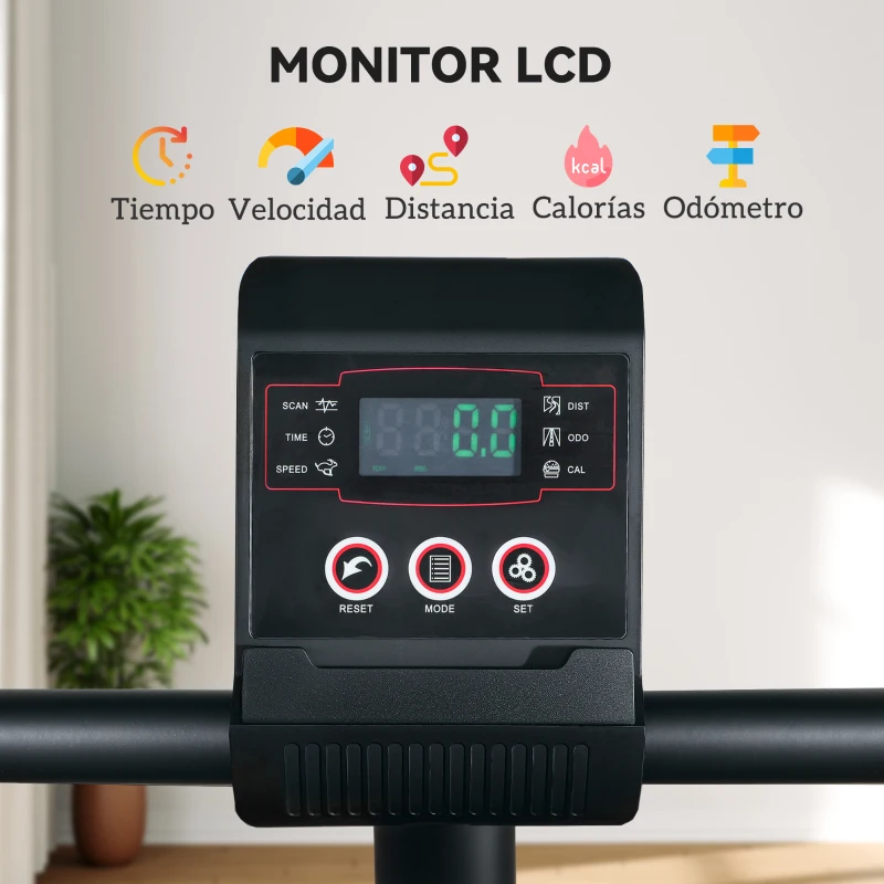 SPORTNOW Bicicleta Estática en Casa con Respaldo Resistencia Magnética Ajustable y Pantalla LCD 103-139x61x100,5 cm Negro